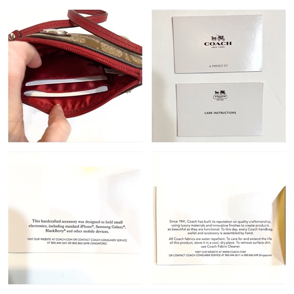 NWT Coach Khaki/Red Peyton Signature Small Wristlet - Picture 11 of 14